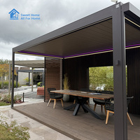 Pergola en bois automatique de luxe Sweet Home, toit de gazebo écologique, imperméable, bioclimatique, avec revêtement en poudre et éclairage LED