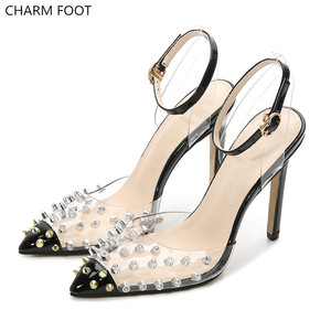 Sandalias de Tacón Alto Transparentes con Remaches para Mujer, Estilo Sexy, 2020 - Product Image 3