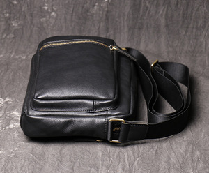 Custom Wholesale Cowhide Square Bag Genuine Leather Crossbody Pack Casual Sling Shoulder <b>Side</b> Messenger Bag For Men Daily Work - Product Image 5