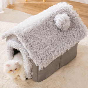 Grande cuccia ecologica per gatti completamente chiusa peluche in velluto di <span class=keywords><strong>neve</strong></span> con letto rimovibile per animali in PP inverno nido caldo - Product Image 2