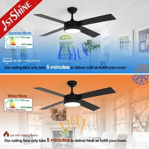 1stshine LED Ceiling Fan Modern High Airflow 4 MDF Blades Smart APP Control Low Noise Ceiling Fan