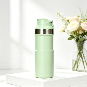 <span class=keywords><strong>Bouteille</strong></span> d'eau de sport de luxe en acier inoxydable de 500 ml, nouveau design, avec gobelet à <span class=keywords><strong>action</strong></span> déclencheur classique, tasse de voyage - Product Image 4