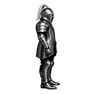 Ensemble complet d'armure de chevalier médiéval gothique 3D en acier inoxydable plaqué argent, style antique, costume de cosplay de collection - Product Image 4