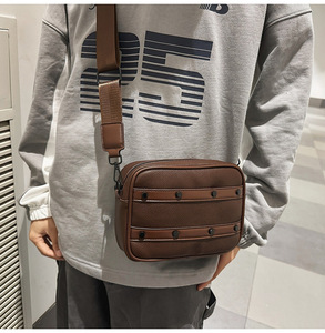 Sac à bandoulière décontracté pour homme, nouveau style, vente en gros, logo personnalisé, antivol, en cuir PU imperméable - Product Image 6