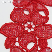 Dentelle Guipure Rouge Venise en Polyester, Bordure Florale Brodé 6cm pour Vêtements et Accessoires de Couture