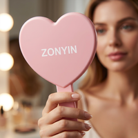 Miroir cosmétique portable en forme de cœur Zonyin, personnalisable avec logo, en plastique, pour maquillage, cadeau promotionnel