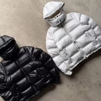 Veste matelassée vintage ample à capuche avec fermeture éclair intégrale, logo personnalisé en 3D amovible, velcro, luxe, designer, épaisse, hiver