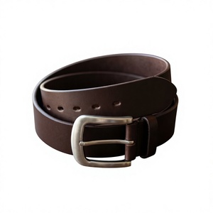Natural Cow Hide Leather <b>Belt</b> Brown Color Eco-Friendly High Quality Men's <b>Vintage</b> Style Rectangular Steel Buckle Waterproof - Product Image 5