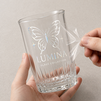 Autocollant de transfert UV DTF personnalisé, découpé, en vinyle imperméable, à appliquer par frottement, pour boîte cadeau, boîte en papier, tasse en verre, logo personnalisé