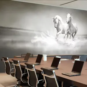 Taille personnalisée Art Moderne 3D Courir Cheval Blanc Photo Papier Peint Mural pour Chambre Salon Bureau Toile de Fond Papier Peint