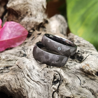 Cincin Kawin/Tunangan Tizti Trendy Fashion Perhiasan Pria dari Tantalum Murni, Model Domed Brushed Eternity Band untuk Pria Wanita Unisex