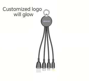 Оптовая продажа светодиодных логотипов 3-в-1 15 см зарядный кабель TPE Type-C <span class=keywords><strong>USB</strong></span> короткий шнур мобильные телефоны электронные кабели для передачи данных 3 1 зарядный кабель подарок идея - Product Image 5