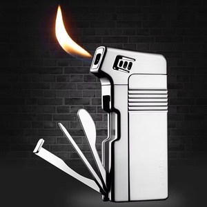 Encendedor de tubo de Metal multifunción Retro Vintage al por mayor, accesorio portátil con logotipo personalizado para <span class=keywords><strong>fumador</strong></span> de cigarrillos, diseño clásico elegante - Product Image 2