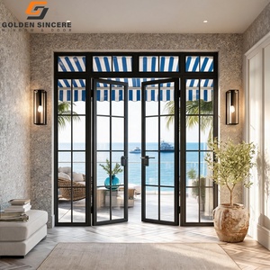 GS Slim <b>Frame</b> Crittall Style Aluminum Glass Doors Modern Black Aluminum <b>Swing</b> French Casement Door - Product Image 5