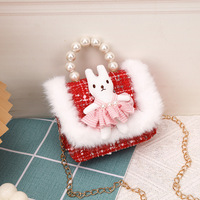 Tas tangan kecil anak perempuan, tas tangan mutiara pita lucu, tas selempang Mini mutiara untuk anak-anak, tas tangan rantai mode baru 2026