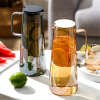 Ensemble de carafes à eau en verre vintage moderne avec couvercle, technologie de soufflage artisanal, pour hôtel, restaurant, usage personnel ou cadeau, vente en gros