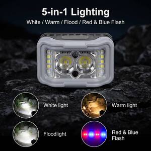 Linterna frontal LED ultraligera de doble haz con sensor de movimiento por ondas, recargable por USB-C, ideal para senderismo, pesca y camping. - Product Image 2