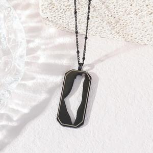 Mapa de Palestina hueco caligrafía árabe islámica Corán grabado de un solo lado Ramadán joyería de moda collar de acero inoxidable - Product Image 3