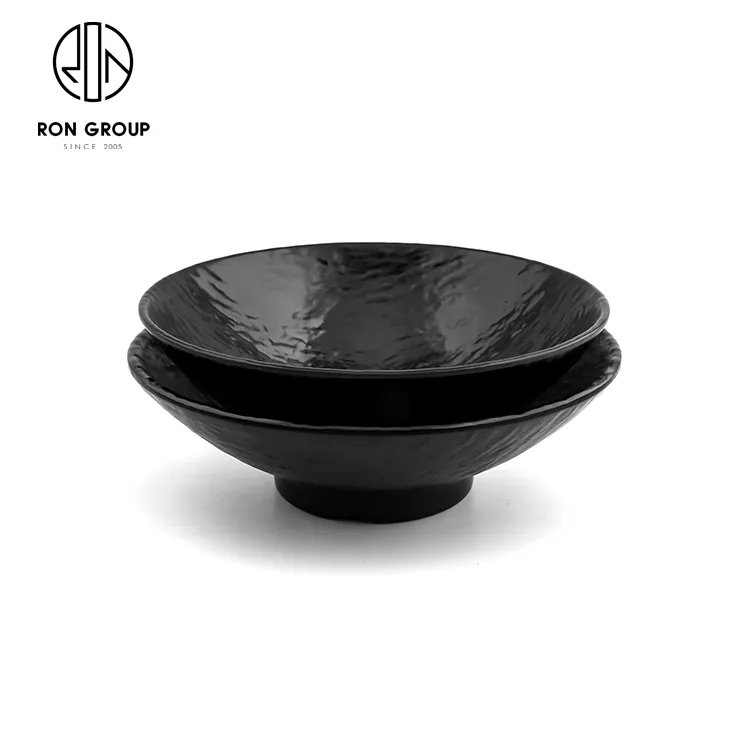 Good plastic punch bowl Hot sales noodle bowl black matte Japanese melamine bowl for Ramen 4.5 Inch