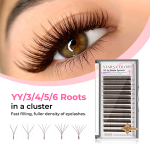 STARSCOLORS YY W Extensions de cils WYY 0.07mm Cils entrecroisés Noir mat Brun Éventail étroit large Tresses de cils en trèfle Plateaux de cils Cils - Product Image 4