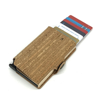 Dompet Pria, Dompet Minimalis Rfid Pria, Dompet Ramping Kulit Vegan, Tempat Kartu Gabus Ramah Lingkungan