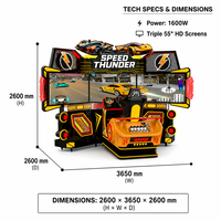 Simulateur de jeu de course triple écran 55 pouces Speed Thunder, machine de jeu de sport automobile avec volant de direction réel et mouvements de simulation