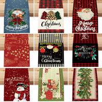 Nappe de Noël LINGKAI en lin imprimé, chemin de table pour la table à manger à la maison, décorations de table