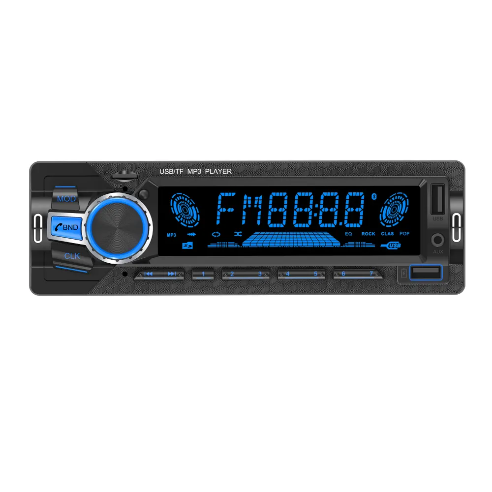 MP3 radio mobil 12V dengan Bluetooth 7 warna 1 Din FM Aux In Receiver pemutar MP3 mobil seluruh badan SD USB