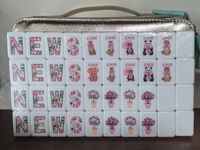 Mahjong américain en acrylique vert émeraude à 4 couches, avec des singes, des pandas, des animaux et des plantes tropicaux, pour les jeux de société et les jeux de fête