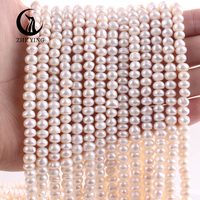Perles de culture d'eau douce forme plate 6-7mm A + perles en vrac pour la fabrication de bijoux Bracelet collier perles naturelles vente en gros