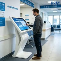 Terminal de consultation HRAY 55 pouces à cadre étroit de type K pour l'inscription des patients en milieu hospitalier, service d'auto-enregistrement et de guidage, prise en charge OEM ODM