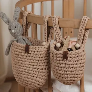 Quality Cotton Woven Hanging Baskets Small Toys Items Basket Coat Bohemian Storage Fruit Wall For Kitchen Wall Home