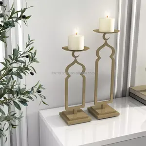 Different Sizes Gold Standing Type Eid Home Decorative Candle Holder For Table and Desktop