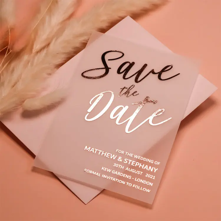 Luxurious Elegant Foil Save The Date Custom Vellum Paper Wedding Invitations