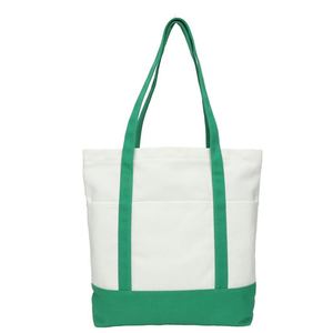 Design Stylish Boat Tote With an External Pocket, Top Zipper Closure, Daily Essentials Reusable Custom Canvas Bag - Product Image 5