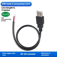 Cable Pigtail Industrial de 5V 2A USB 2.0 Macho de 2 Pines y 4 Pines con Cable Desnudo Trenzado para Reparación y Reemplazo de Fuentes de Alimentación DIY