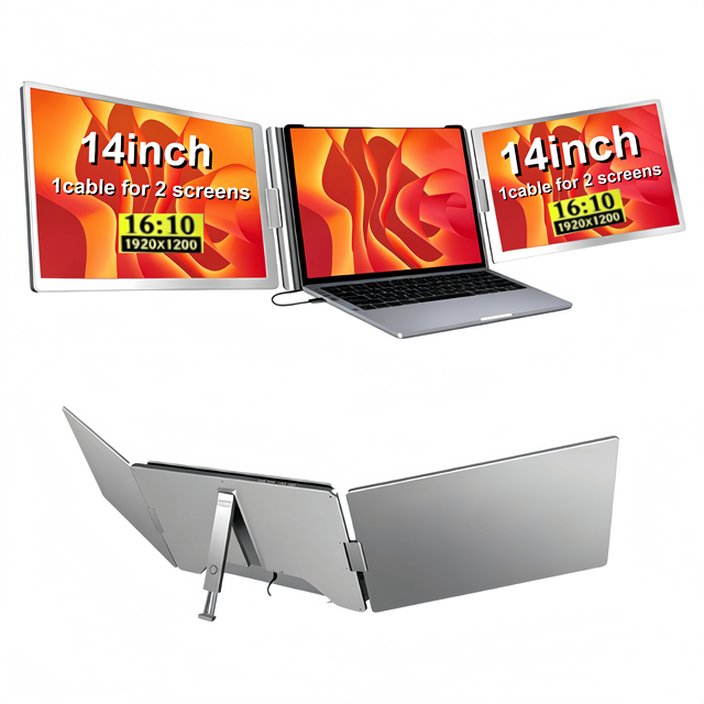 14 Inch Triple Screen Laptop Extender Portable Triple Screen Monitor Gaming Portable Monitor Dual Extender