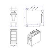 Cuiseur à pâtes électrique professionnel sur pied avec armoire de rangement, équipement de cuisson électrique pour cuisine de restaurant