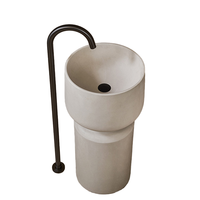 Lavabo sur pied en pierre artificielle européenne moderne blanc mat 2024 pour salle de bain, lavabo pour hôtel