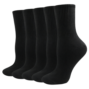 Chaussettes de sport en coton noir côtelées pour la course à pied, le basketball et l'entraînement - Product Image 1