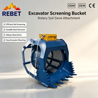 Godet de criblage rotatif REBET haute efficacité, grande capacité, pour travaux miniers et de construction