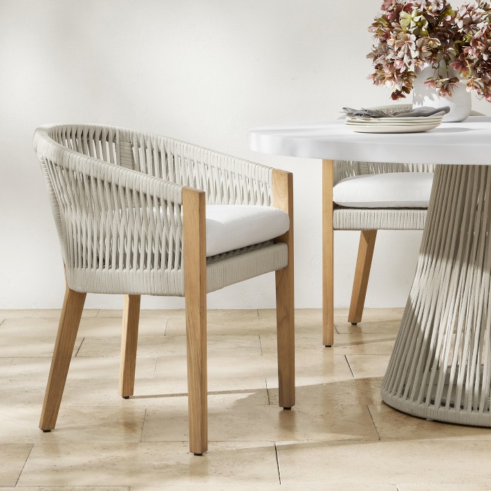 Hot Selling Terrace Outdoor Restaurant Patio Garden Set Furniture Woven Outdoor Dining Rope Chair Round Table Balcony