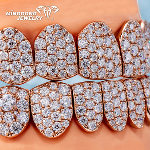 Personnalisé 6 Pointeur Diamant Fine Jewelry Croix Rouge Opale Hip-Hop <span class=keywords><strong>Grillz</strong></span> pour Dents VVS Moissanite 925 Argent - Product Image 3