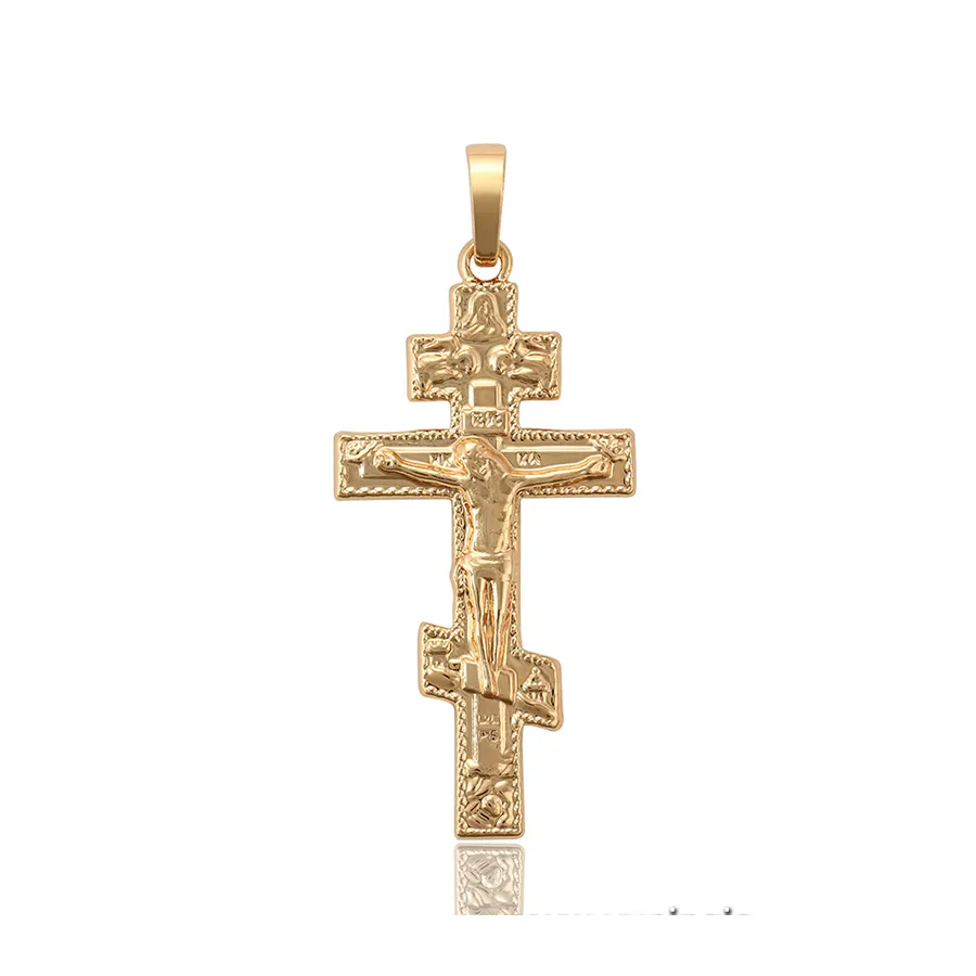 Pingente cruz dourada 34024, estilo religioso de cobre ambiental