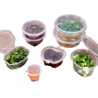 Gobelet de conservation de sauce en plastique de forme personnalisée, compatible micro-ondes, récipient alimentaire en PP avec couvercle à fermeture à pression pour pique-nique, collations, sauces