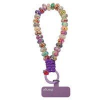 Dragonne de téléphone anti-perte tendance en perles de plastique faites à la main avec motif de dessin animé pour iPhone, dragonne de poignet mignonne pour femme