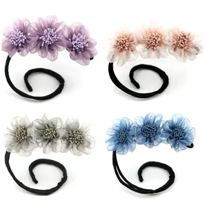Flower Lazy Hair Curler Bun Maker Hair Accessories,Tie Dye Hair Bun for Women, Magic Donut Hair Bun Maker French Hairstyle Twist