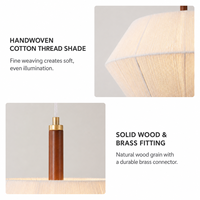 Lustre moderne simple en bois massif avec corde tressée pour mariage, salon, bureau, restaurant, îlot de cuisine, maison de vacances