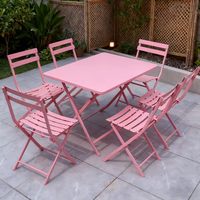 Tables et chaises pliantes d'extérieur modernes, ensemble de 2/4/6 pièces, table et chaises pliantes en acier métallique pour patio