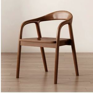 Silla de Comedor de Madera Maciza, Estilo Nórdico y de Mediados de Siglo, Sillón con Respaldo para Muebles del Hogar - Product Image 1